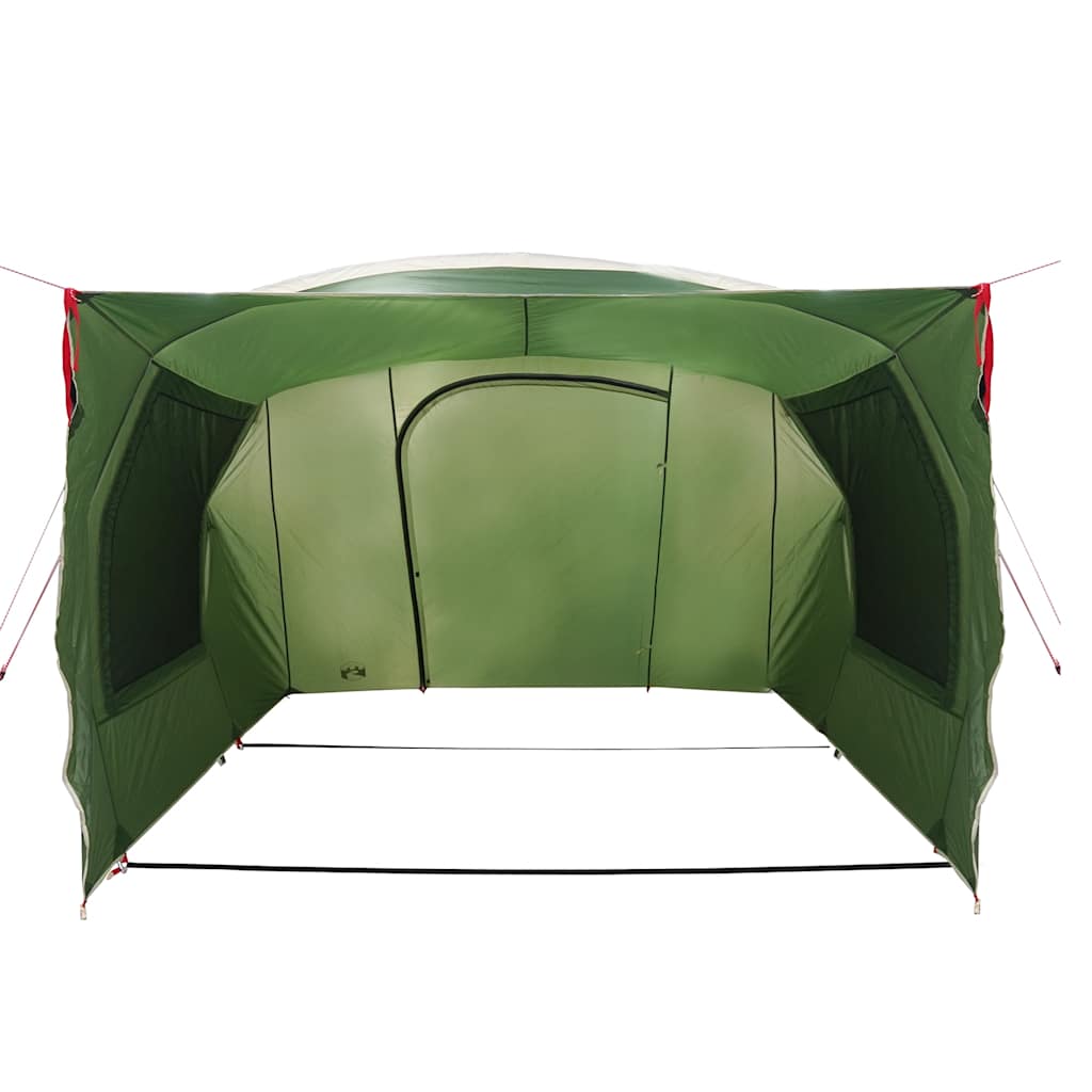 Detail van de vidaXL autotent in groen, met openstaande ingang en zijramen.