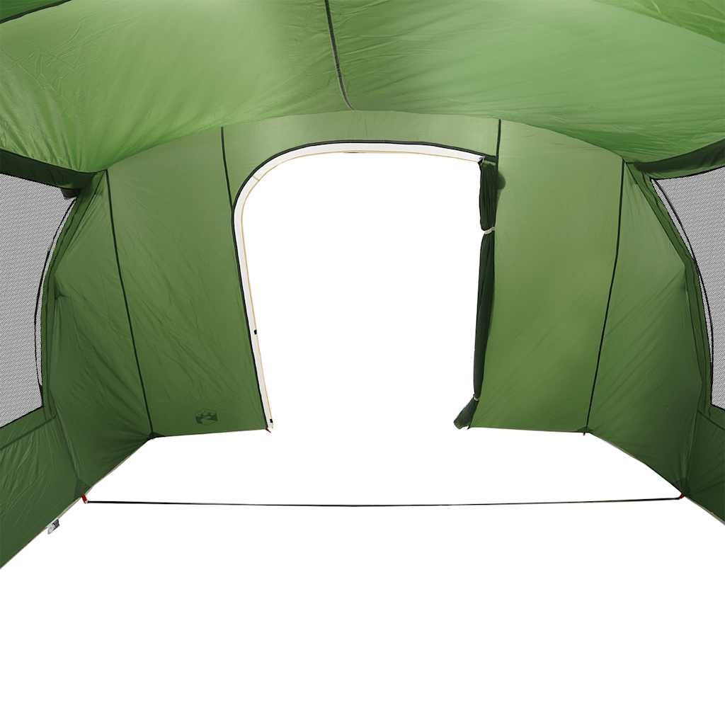 Detail van de groene vidaXL autotent met ingang en ventilatieroosters.
