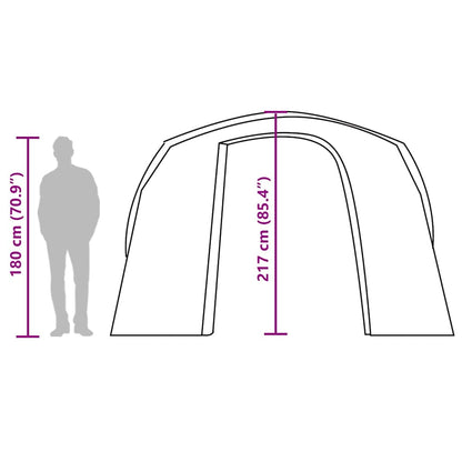 Detailweergave van de vidaXL autotent met afmetingen en zijaanzicht van de tent.