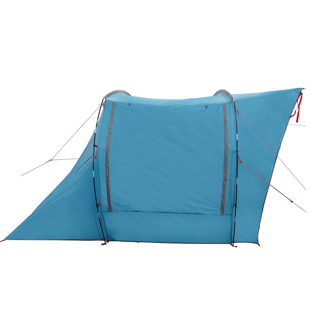 Zijaanzicht van de vidaXL waterdichte autotent in blauw met stevige stokken.