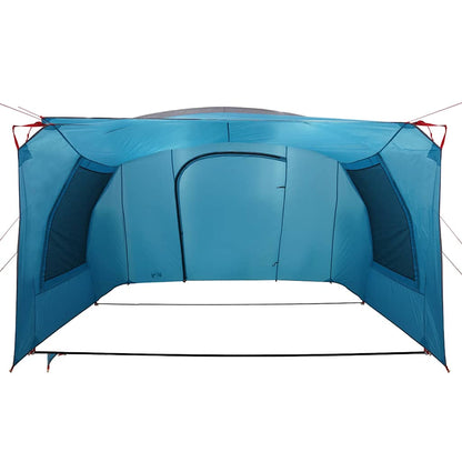 Detail van de binnenkant van de vidaXL waterdichte autotent in blauw, met ruime doorgang en ventilatieroosters.