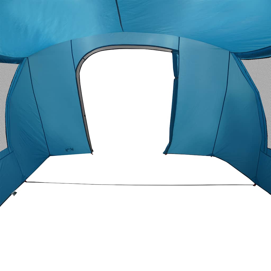 Detail van de blauwe vidaXL autotent met open ingang en waterdichte stof.