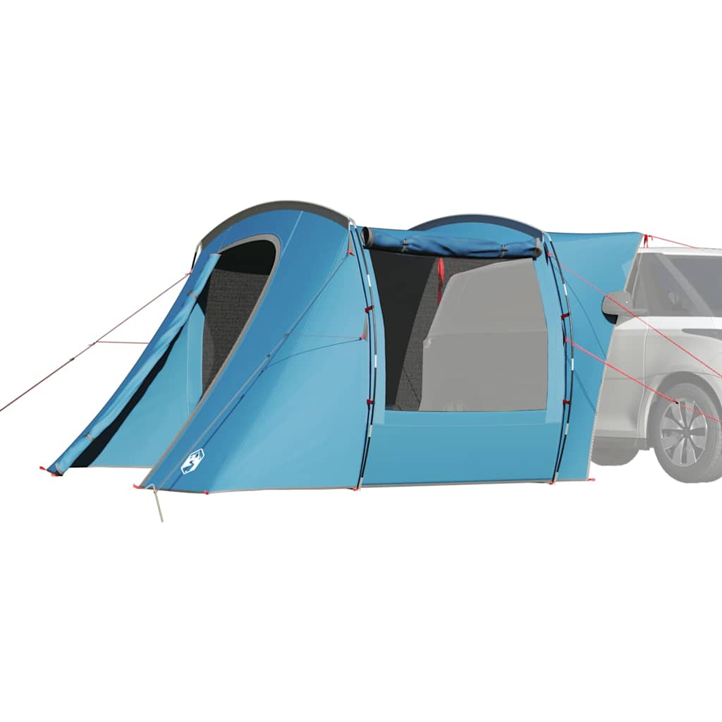 Blauwe vidaXL autotent met waterdichte bescherming, zijaanzicht met open ingang.