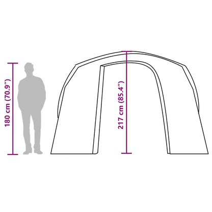 Detailweergave van de vidaXL autotent met afmetingen en zijaanzicht van de tent.