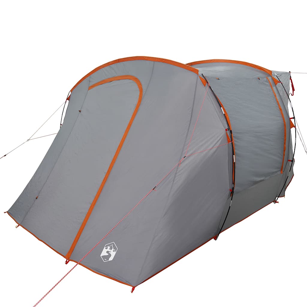 Detail van de grijs-oranje vidaXL autotent met waterdichte buitenkant en stevige stokken.