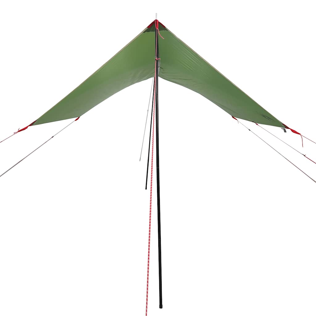 Detail van de groene vidaXL autotent met stevige stokken en spanbanden.