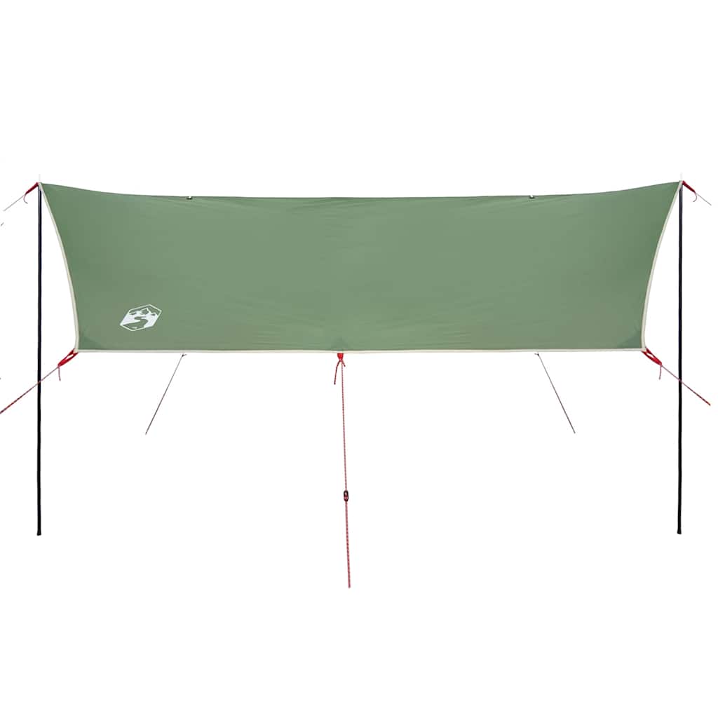 Detail van de groene vidaXL autotent met stevige stokken en spanbanden.