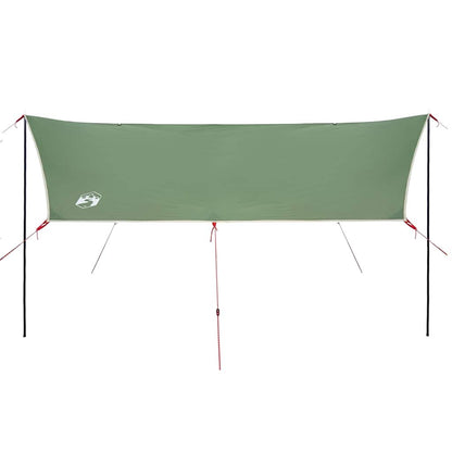 Detail van de groene vidaXL autotent met stevige stokken en spanbanden.