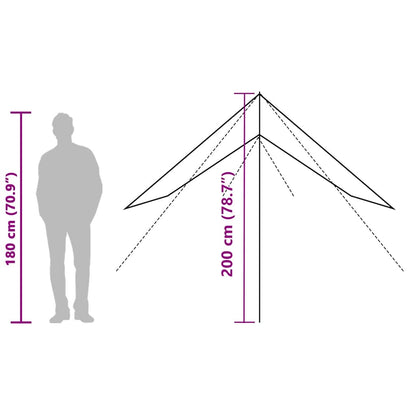 Detail van de vidaXL autotent met afmetingen en hoogteindicatie voor gebruiksgemak.