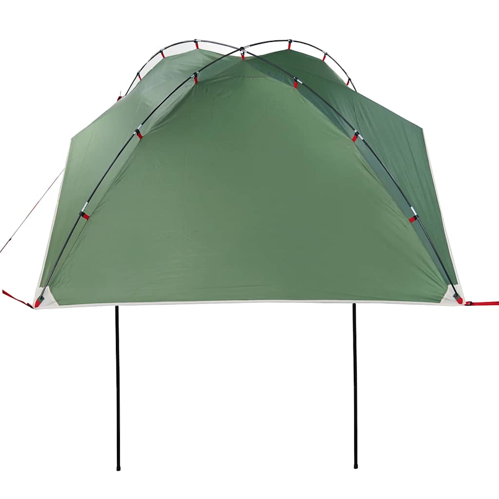 Detail van de groene vidaXL autotent met stevige stokken en waterdichte bovenkant.