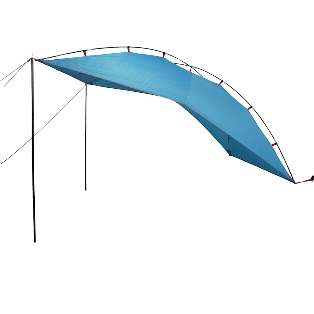 Detail van de vidaXL autotent in waterdicht blauw, zijaanzicht met opzetstokken.