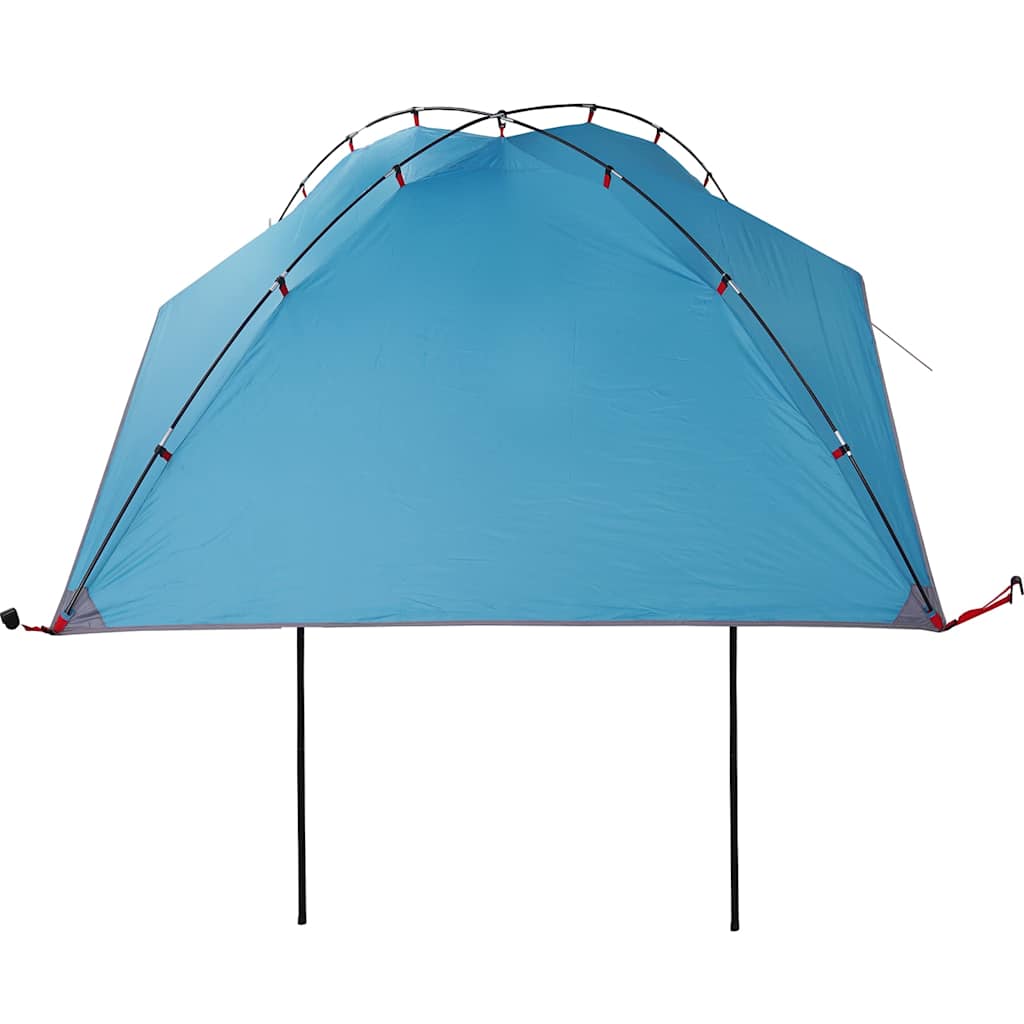 Detail van de vidaXL autotent in waterdicht blauw, zijaanzicht met stevige stokken.