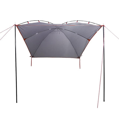 Detail van de vidaXL autotent in grijs en oranje, met stevig frame en waterdichte stof.