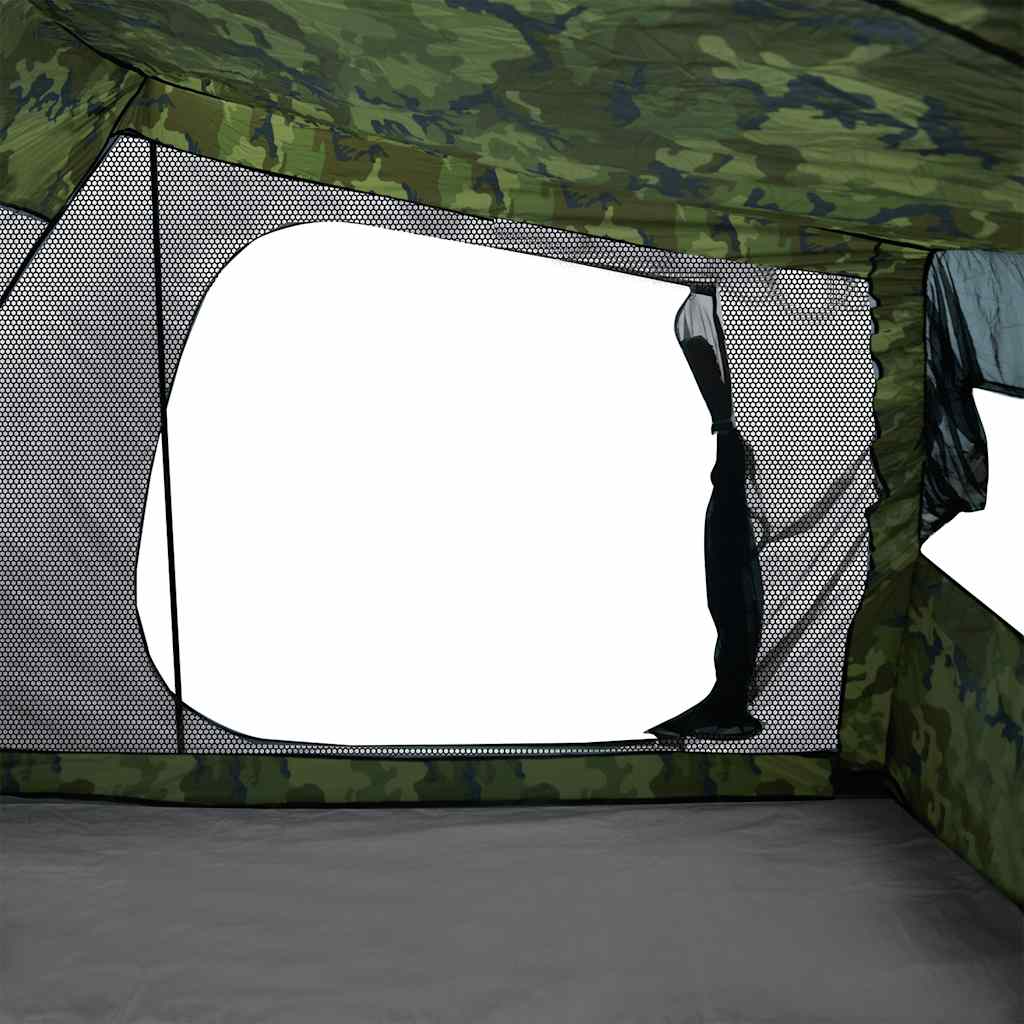 Detail van het gaasraam in de vidaXL 2-persoons camouflage autotent.