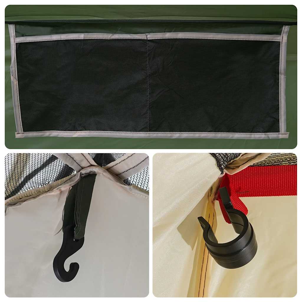 Detail van de binnenkant van de vidaXL douchetent met haak en ventilatierooster.