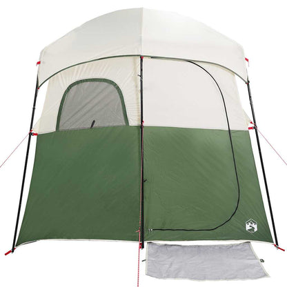 Detail van de groene vidaXL douchetent met een zijaanzicht en ventilatierooster.