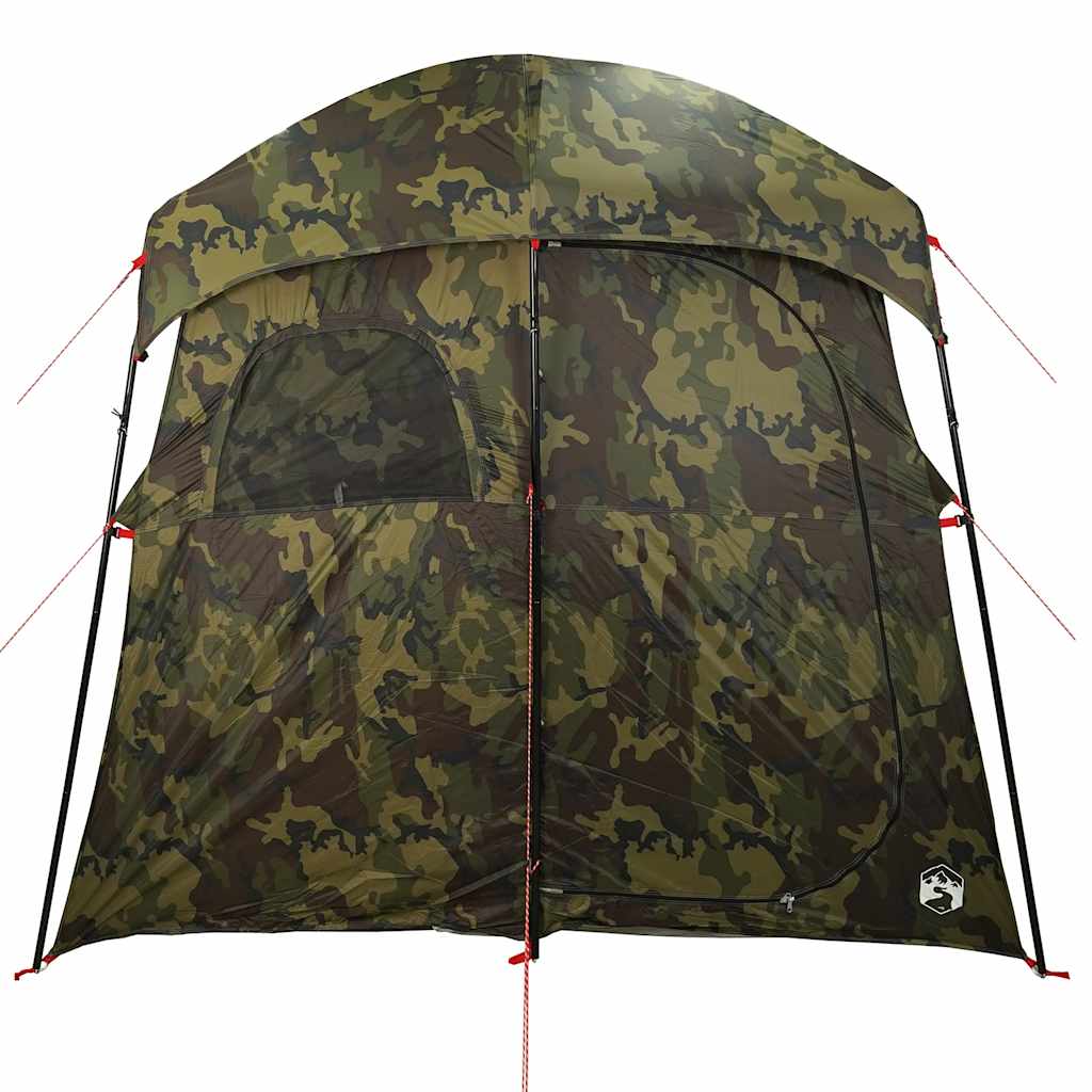 Detail van de vidaXL douchetent in camouflage met een zijraam en stevige constructie.