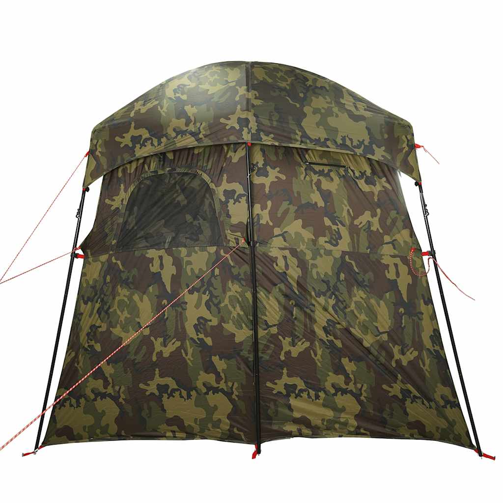 Detail van de vidaXL douchetent in camouflage, met een zijaanzicht en venster.