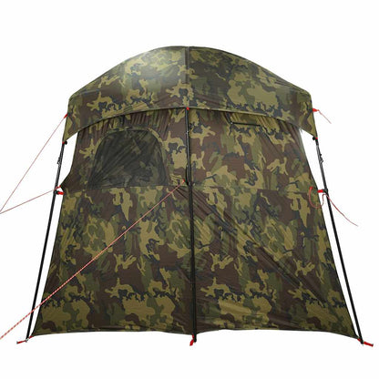 Detail van de vidaXL douchetent in camouflage, met een zijaanzicht en venster.