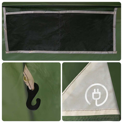 Detail van de ventilatieroosters en bevestigingshaak van de vidaXL 5-persoons tent.