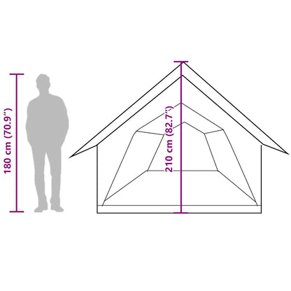 Detail van de vidaXL tent met afmetingen en zijaanzicht, geschikt voor 5 personen.