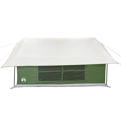 Detail van de groene vidaXL tent met waterdichte bovenkant en ventilatierooster.