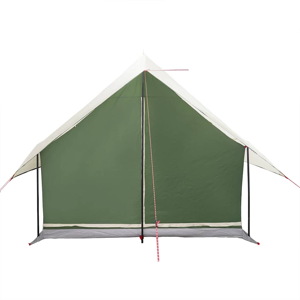 Zijaanzicht van de vidaXL 5-persoons tent in groen met waterdichte bekleding.