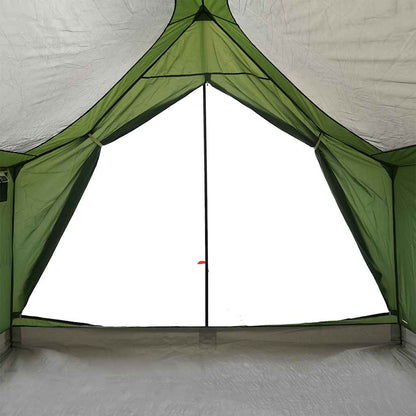 Detail van de groene vidaXL tent met een grote, waterdichte ingang.