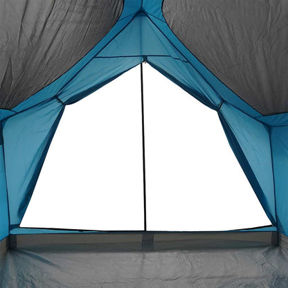Detail van de binnenkant van de vidaXL 5-persoons tent met blauwe wanden en grote ingang.