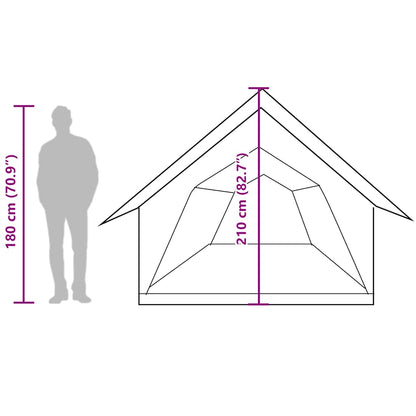 Detailweergave van de tent met afmetingen en hoogte, vidaXL 5-persoons waterdicht.