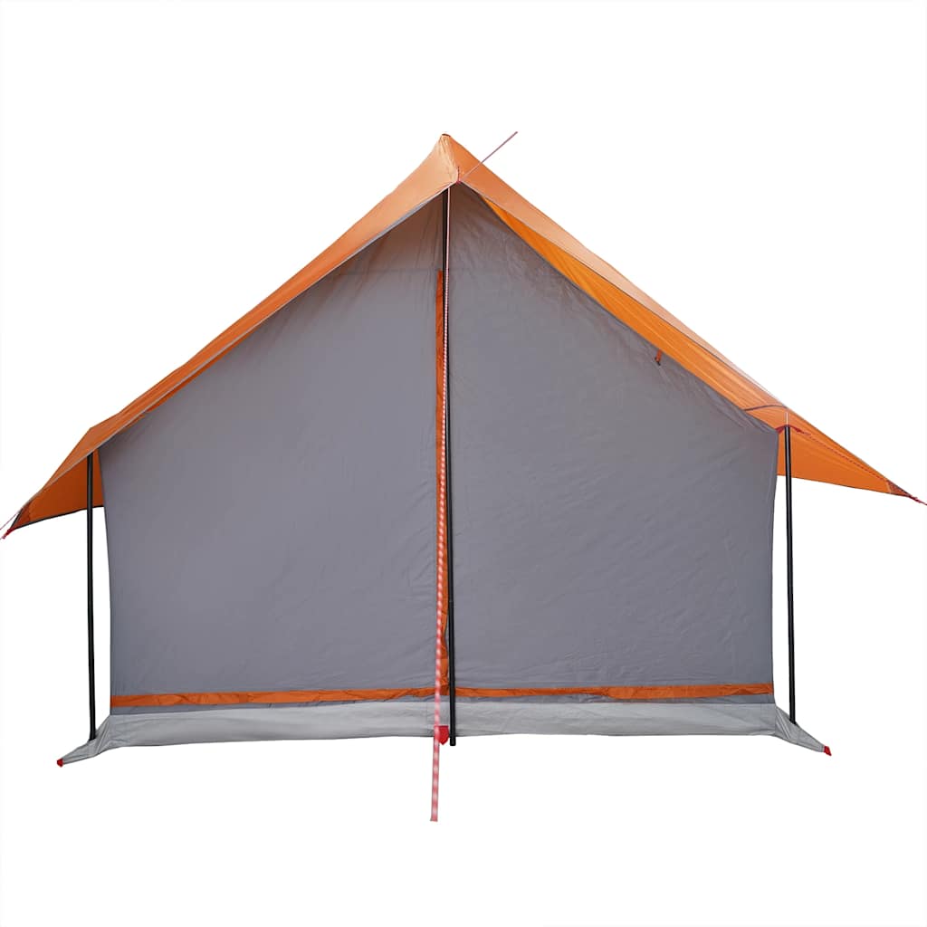 Zijaanzicht van de vidaXL 5-persoons tent met grijze en oranje kleuren.