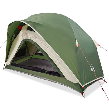Detail van de vidaXL 1-persoons tent in groen, met waterdichte buitenzijde en opzetdetails.