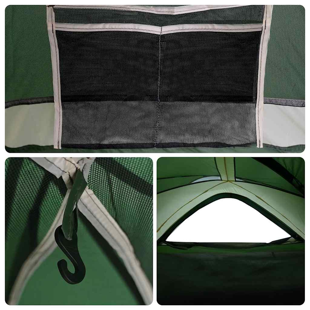 Detail van de binnenkant van de vidaXL tent met opbergvak en haakje voor accessoires.