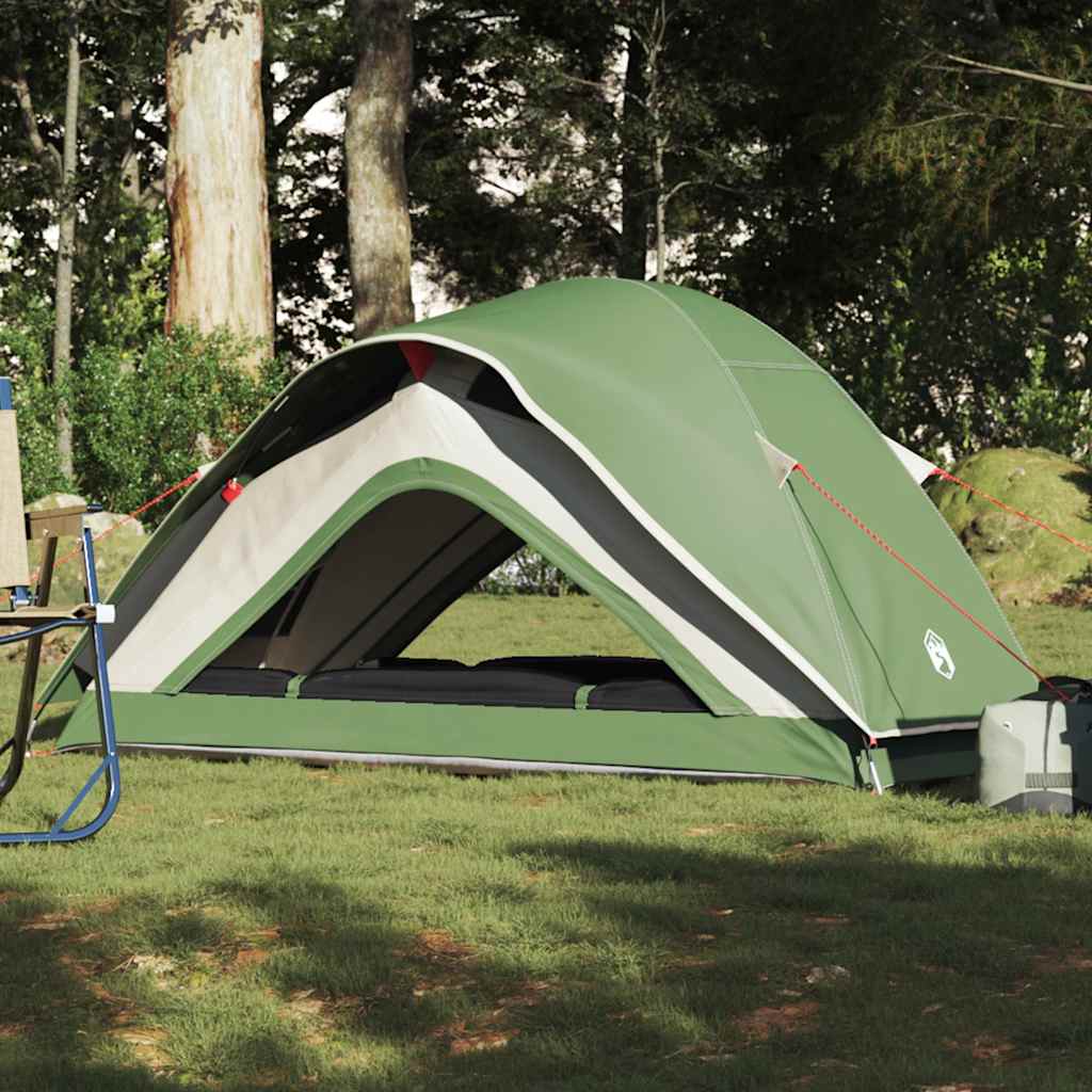 Detail van de vidaXL 1-persoons tent in groen, met waterdicht ontwerp en opzetstructuur.