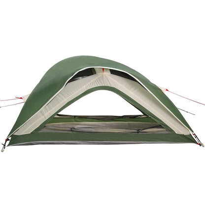 Detail van de groene vidaXL 1-persoons tent met open ingang en waterdichte stof.