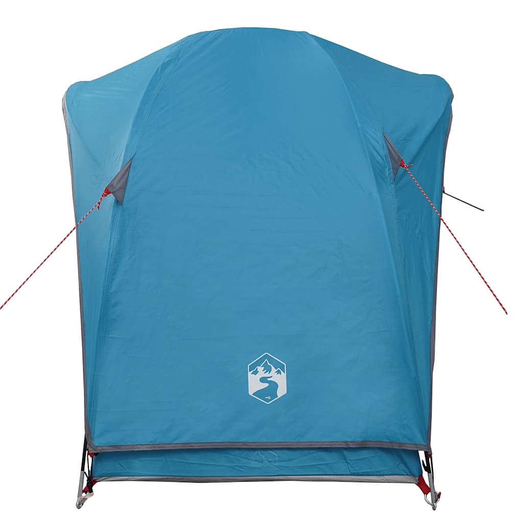 Detail van de blauwe vidaXL 1-persoons tent met waterdichte stof en ventilatieopeningen.