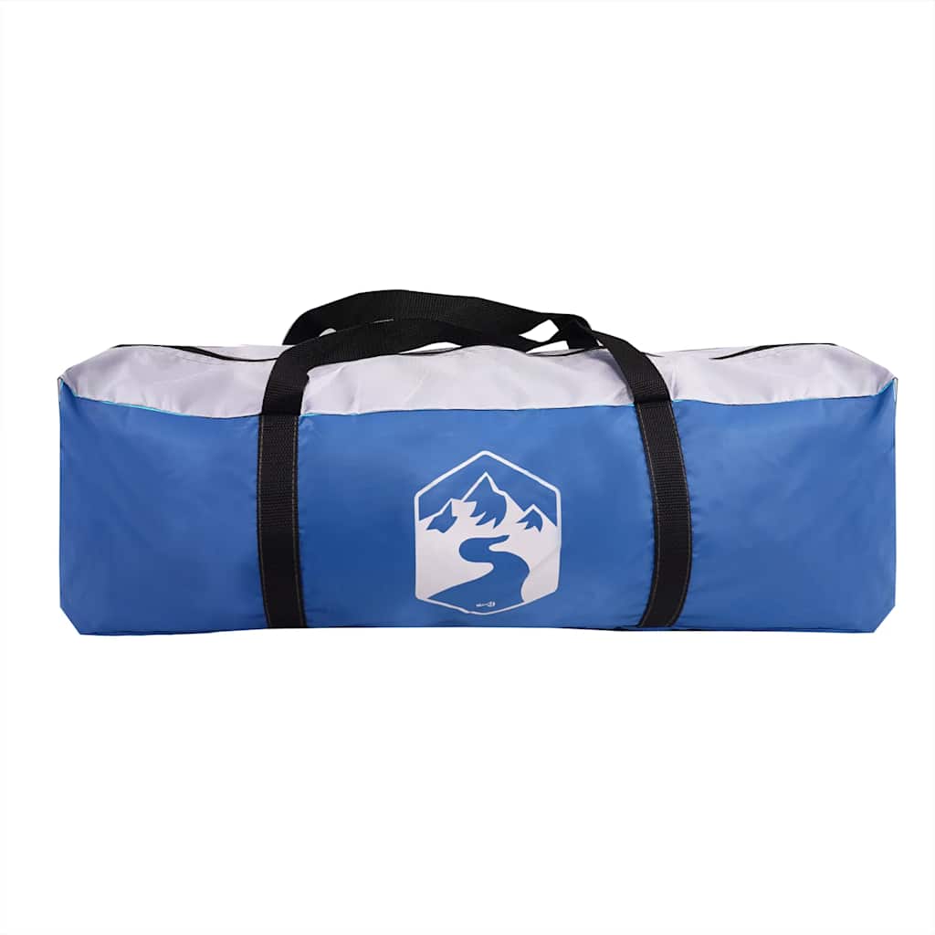 Azuurblauwe vidaXL partytent in draagtas, met zwart handvat en logo op de voorkant.