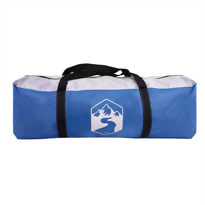 Azuurblauwe vidaXL partytent in draagtas, met zwart handvat en logo op de voorkant.