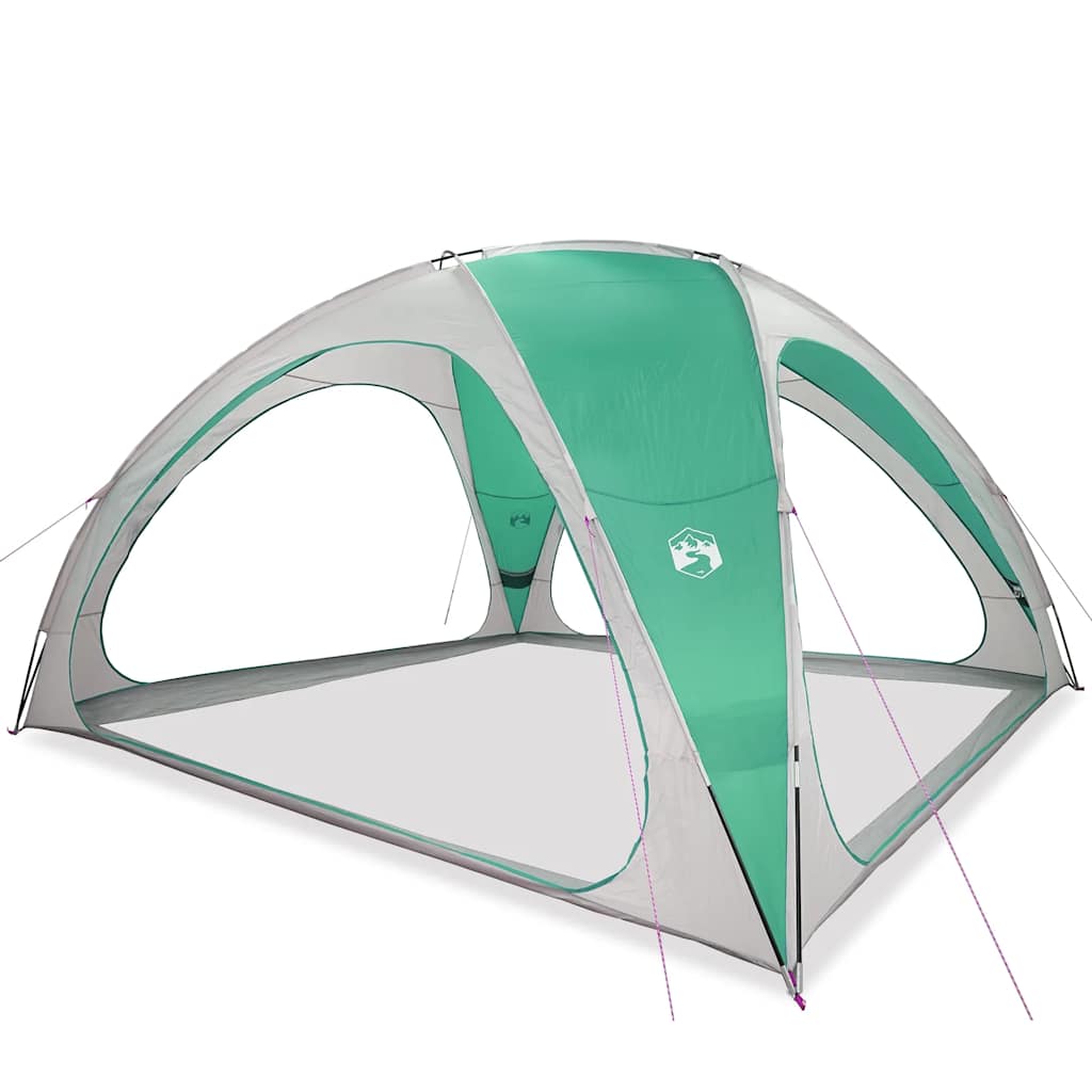 Detail van de zeegroen vidaXL partytent met open zijwanden en lichtgewicht ontwerp.