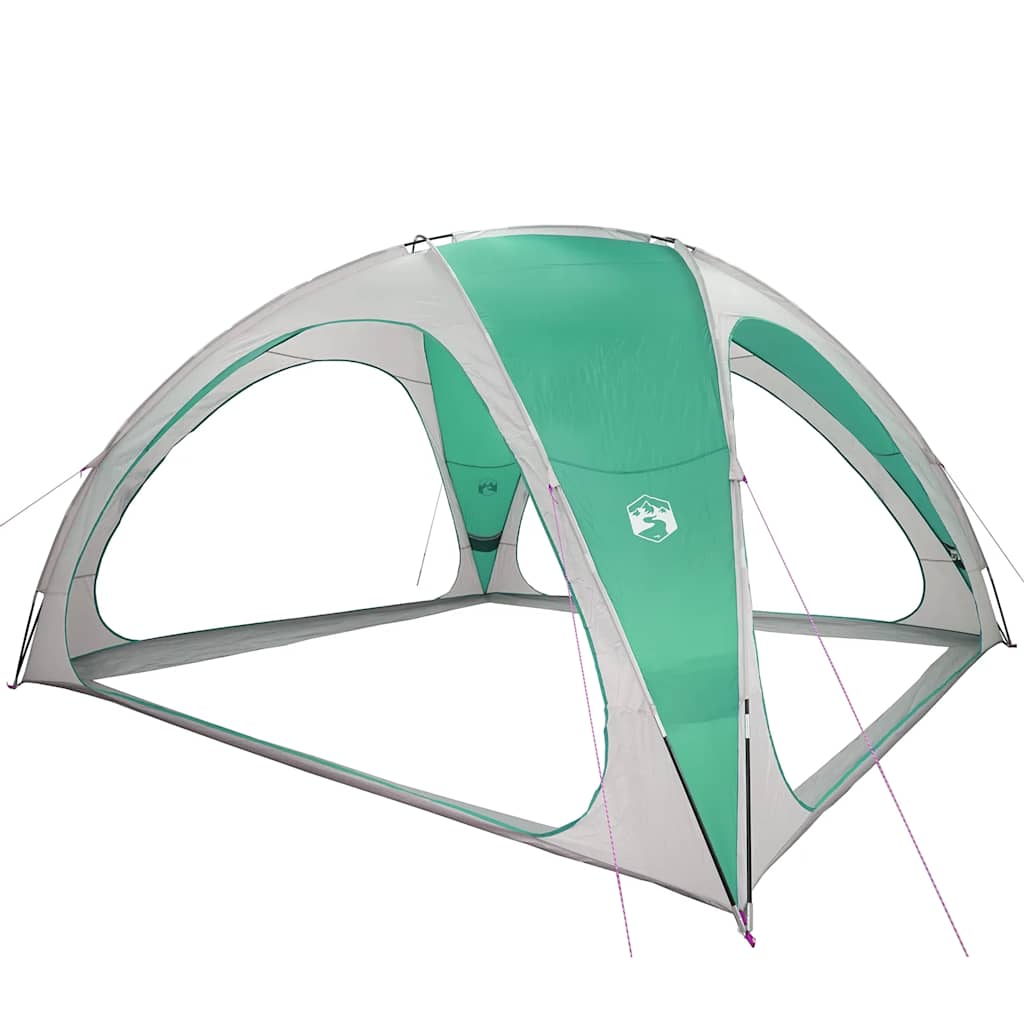 Detail van de zeegroene vidaXL partytent met open zijwanden en waterdicht ontwerp.