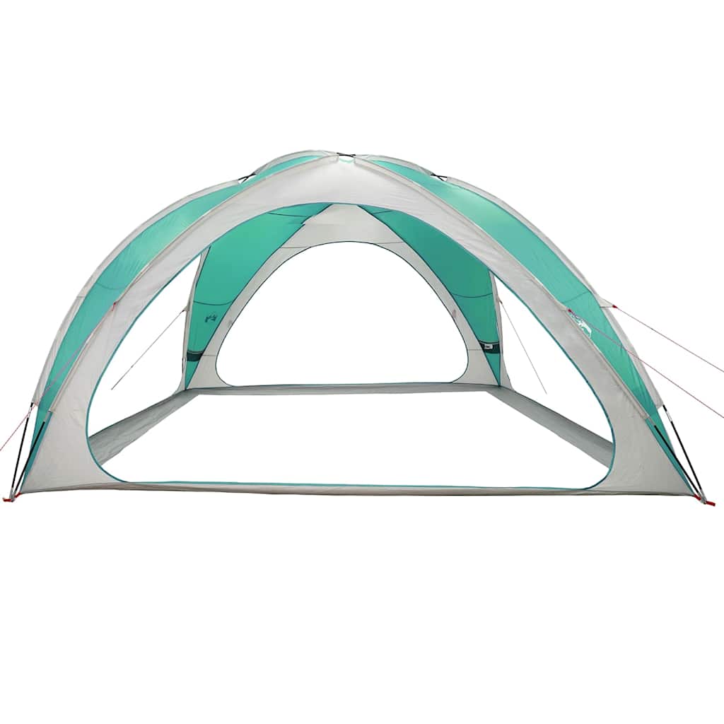 Detail van de zeegroen vidaXL partytent, met open zijpanelen voor ventilatie.