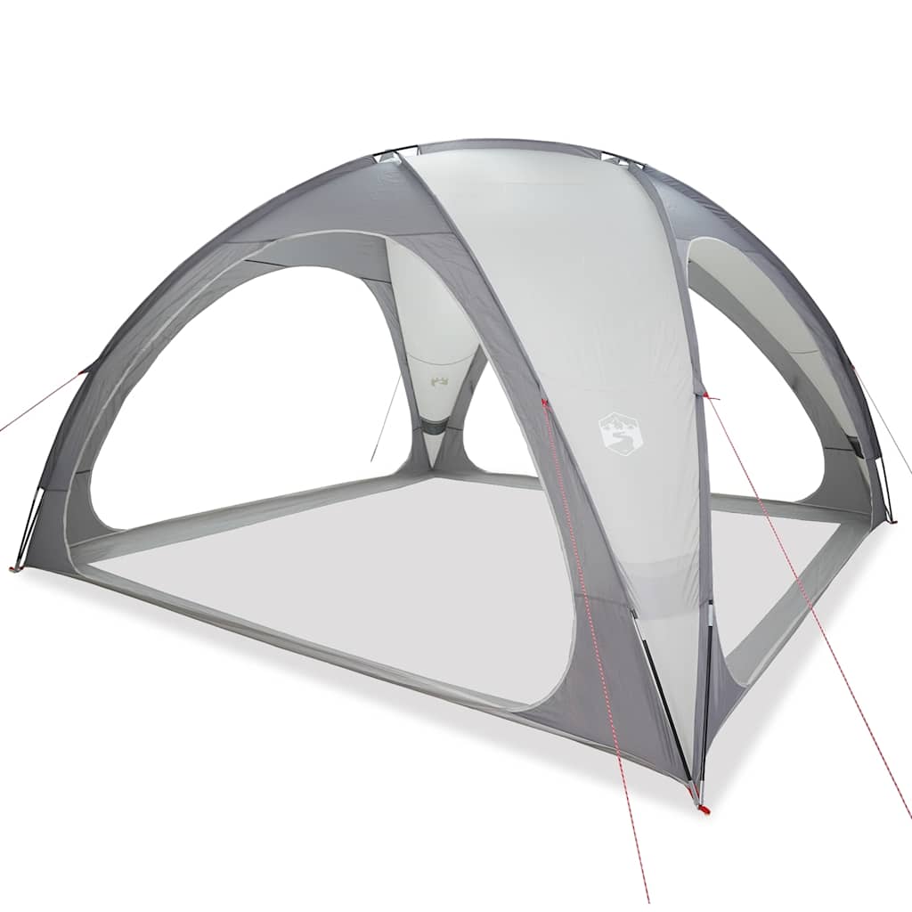 Detail van de grijze vidaXL partytent met open zijwanden en lichte structuur.