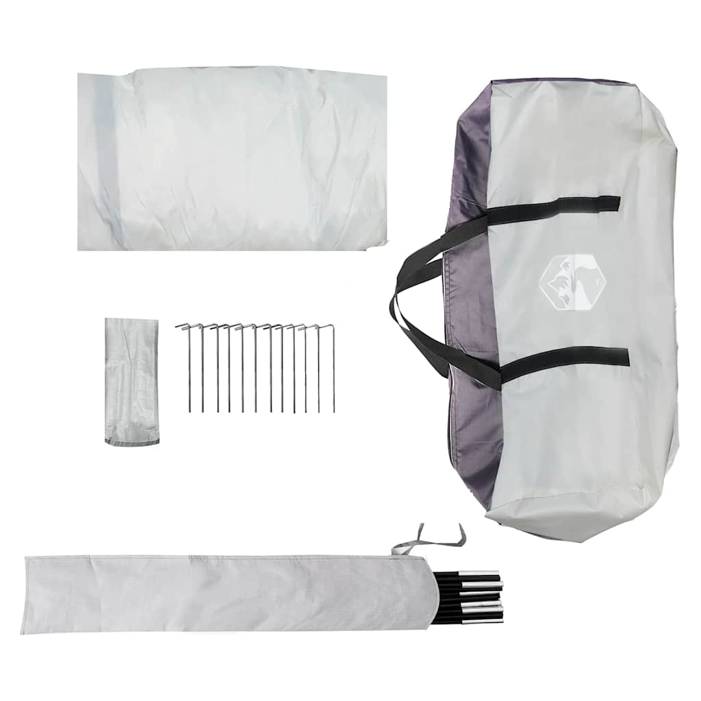 Grijze vidaXL partytent met opbergtas, haringen en stokken voor eenvoudige opzet.