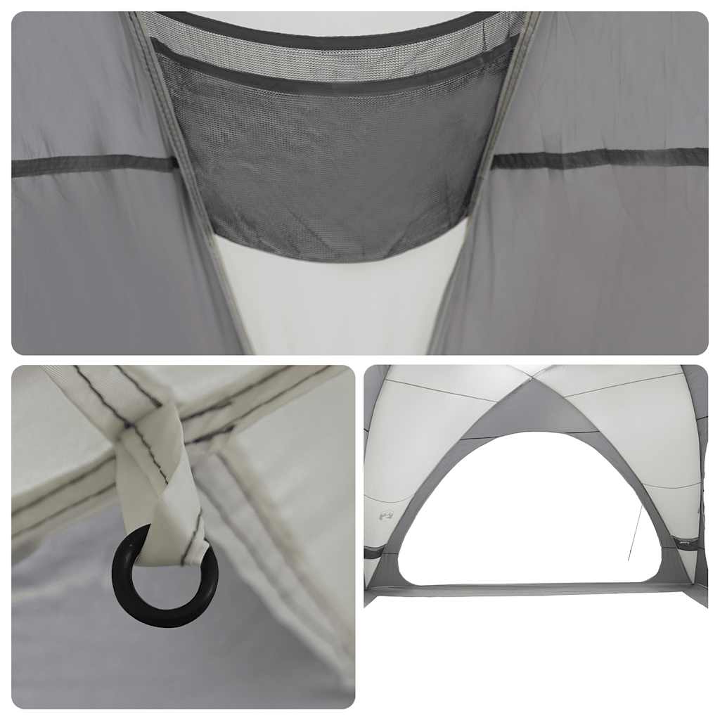 Detail van de grijze vidaXL partytent met waterdichte naden en bevestigingsring.