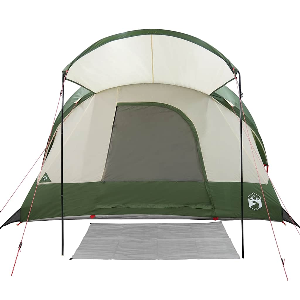 Detail van de vidaXL tunneltent met groene buitenkant en open ingang.