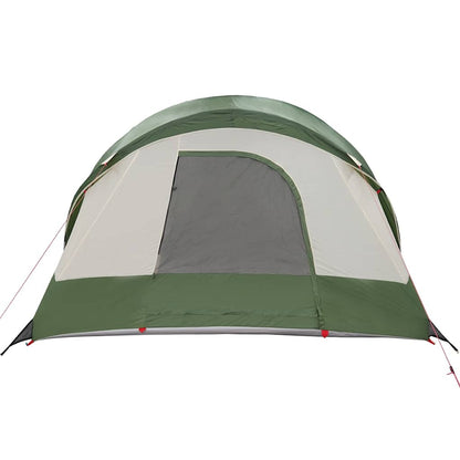 Detail van de groene vidaXL tunneltent met een grote ingang en ventilatierooster.