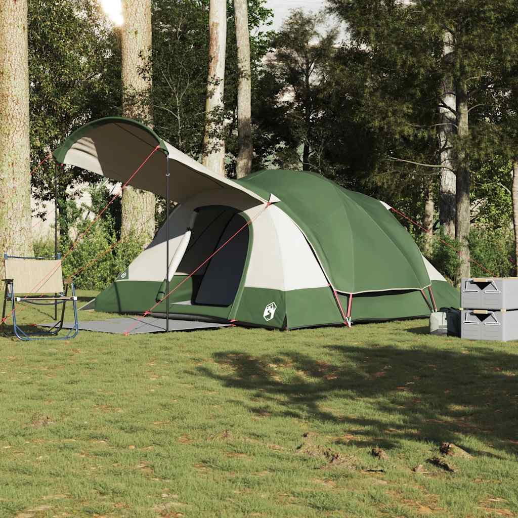 vidaXL Tunneltent 8-persoons in groen, waterdicht met een ruime opzet in de natuur.