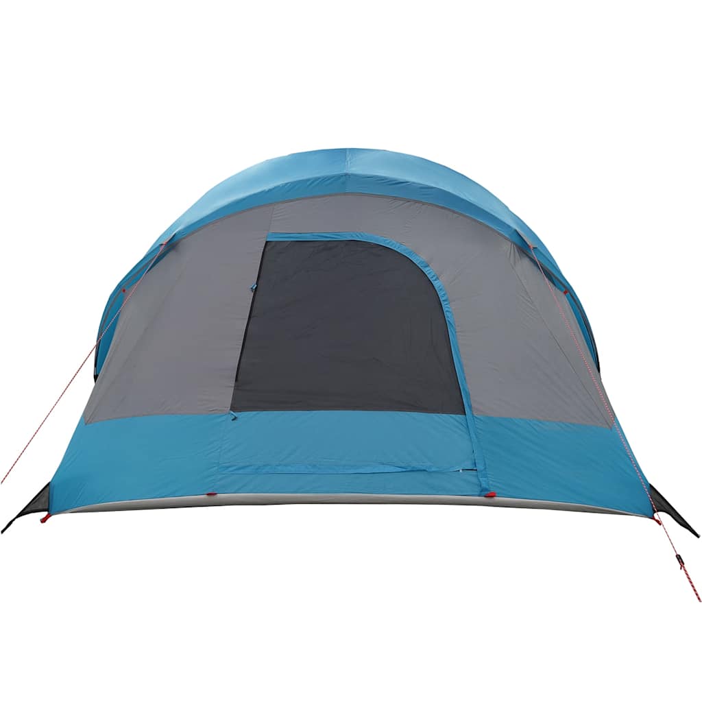 Detail van de vidaXL tunneltent in blauw met een groot zijraam voor ventilatie.