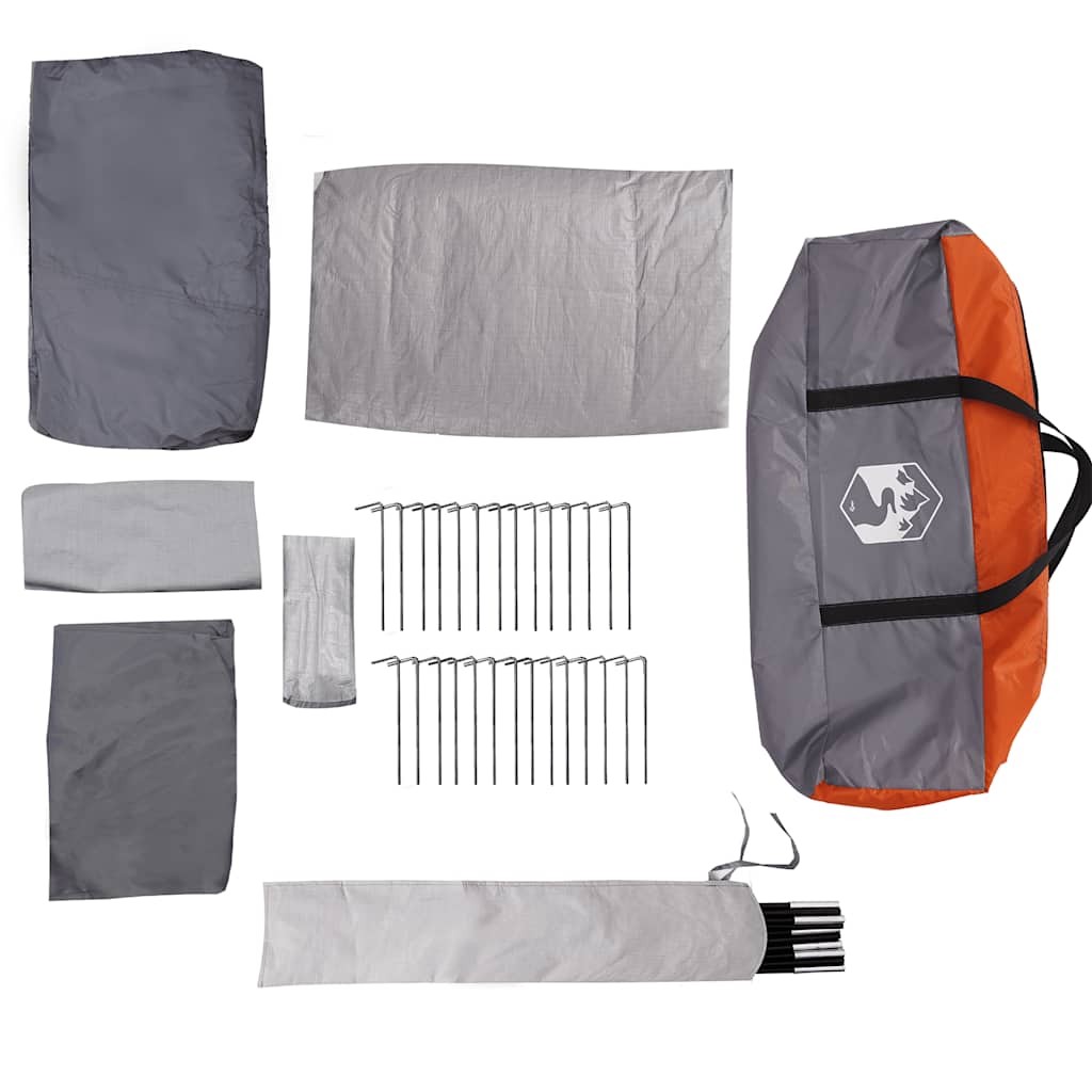 Detail van de accessoires van de vidaXL tunneltent, inclusief stokken en haringen.