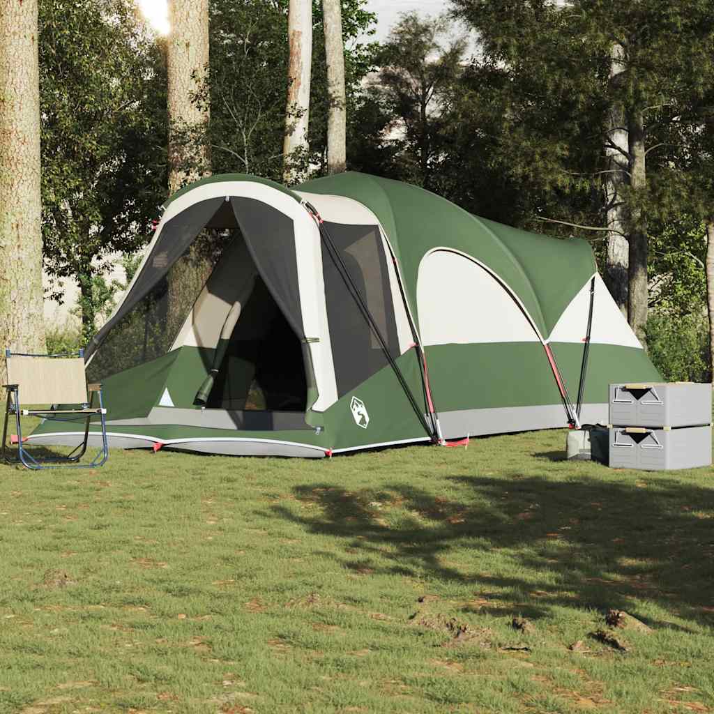 vidaXL tunneltent 8-persoons in groen, waterdicht ontwerp met ruime ingang en ventilatie.